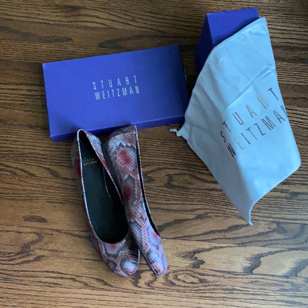 Stuart Weitzman flats -Merlot pearl python flats